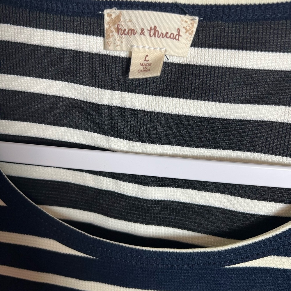Hem & Thread Blue and White Ruffled Fitted Tank Top - Picture 3 of 3